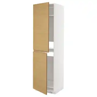 IKEA Metod Hoge kast voor koelkast/vriezer, wit/voxtorp eikenpatroon, 60x60x220 cm aanbieding