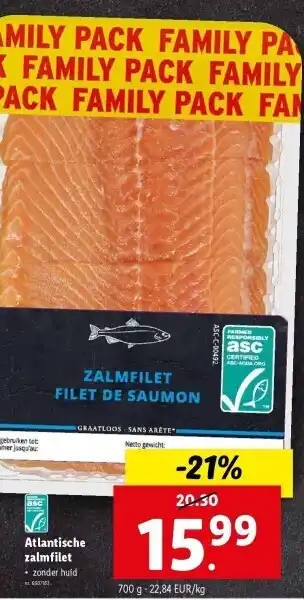 Lidl Atlantische zalmfilet aanbieding