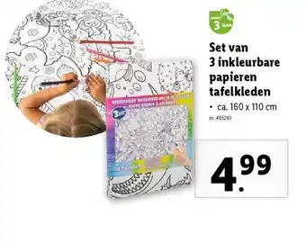 Lidl Set van 3 inkleurbare papieren tafelkleden aanbieding