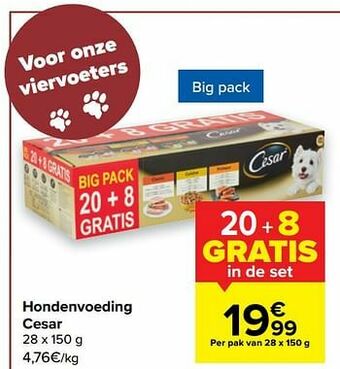 Carrefour Hondenvoeding cesar aanbieding