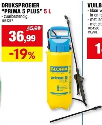 Hubo DRUKSPROEIER “PRIMA 5 PLUS” 5 L aanbieding