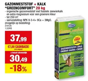 Hubo GAZONMESTSTOF + KALK “GREENCOMFORT” 20 kg aanbieding