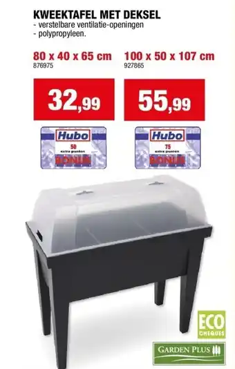 Hubo KWEEKTAFEL MET DEKSEL aanbieding