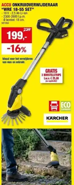 Hubo ACCU ONKRUIDVERWIJDERAAR “WRE 18-55 SET” aanbieding