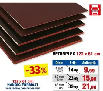 Hubo BETONPLEX 122 x 61 cm aanbieding