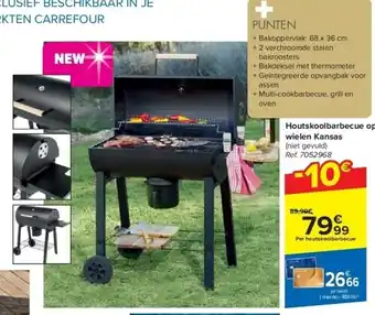 Carrefour Houtskoolbarbecue op wielen Kansas aanbieding