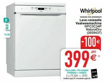 Cora Whirlpool lave-vaisselle vaatwasmachine wfc3c34p aanbieding