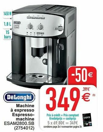 Cora Delonghi machine à expresso espressomachine esam2800.sb aanbieding
