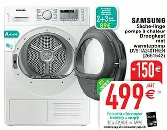 Cora Samsung sèche-linge pompe à chaleur droogkast met warmtepomp dv91ta240th-en aanbieding
