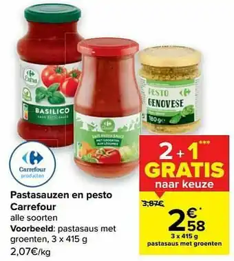 Carrefour Pastasaus met groenten aanbieding