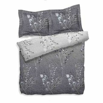 Leen Bakker Heckett & Lane dekbedovertrek Dana - grijs - 200x200/220 cm - Leen Bakker aanbieding