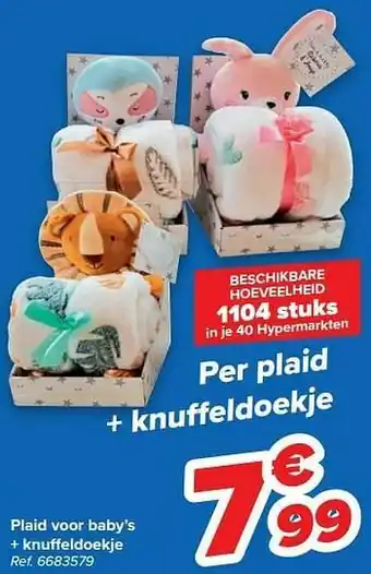 Carrefour Plaid voor baby’s + knuffeldoekje aanbieding