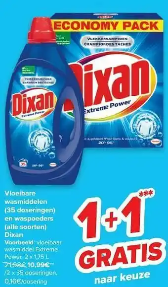 Carrefour Dixan vloeibaar wasmiddel extreme power aanbieding