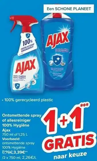 Carrefour Ajax ontsmettende spray 100% hygiëne aanbieding