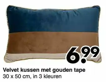 Velvet kussen met gouden tape