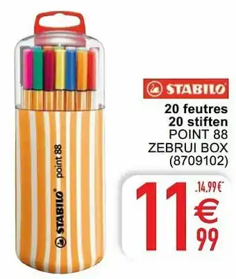 20 feutres 20 stiften point 88 zebrui box
