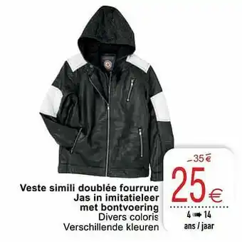 Veste simili doublée fourrure jas in imitatieleer met bontvoering