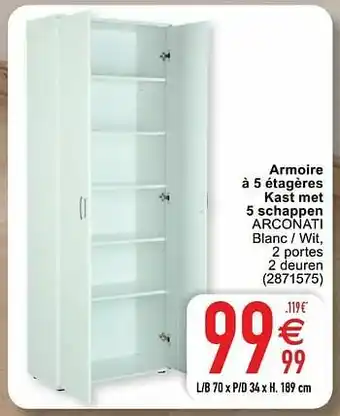 Cora Armoire à 5 étagères kast met 5 schappen arconati aanbieding
