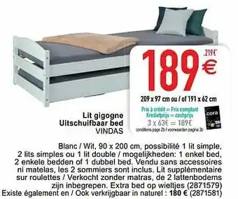 Cora Lit gigogne uitschuifbaar bed vindas aanbieding