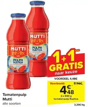 Carrefour Tomatenpulp Mutti aanbieding