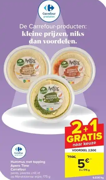 Carrefour Hummus met topping Apero Time Carrefour aanbieding