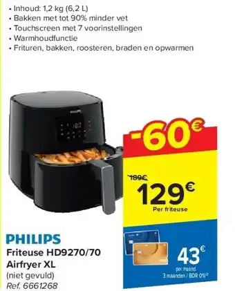 Carrefour Friteuse HD9270/70 Airfryer XL aanbieding