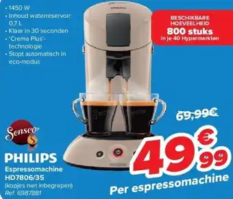 Carrefour Espressomachine HD7806/35 aanbieding