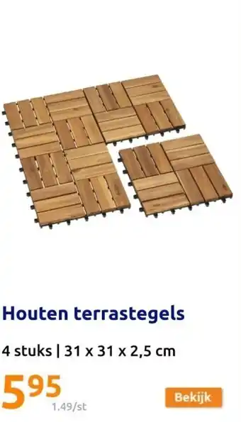 Action Houten terrastegels 4 stuks | 31 x 31 x 2,5 cm aanbieding