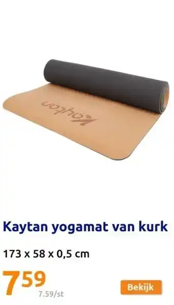 Kaytan yogamat van kurk 173 x 58 x 0.5cm