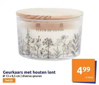 Action Geurkaars met houten lont aanbieding