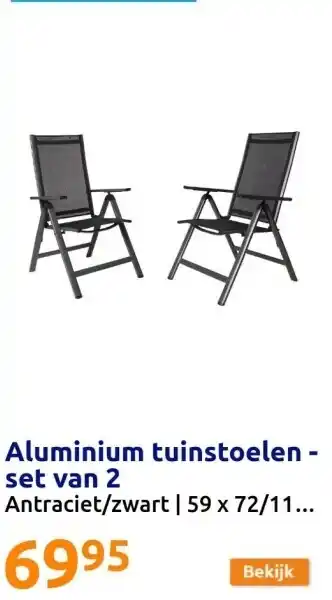 Action Aluminium tuinstoelen - set van 2 aanbieding