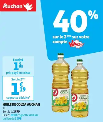 Auchan HUILE DE COLZA 1L aanbieding