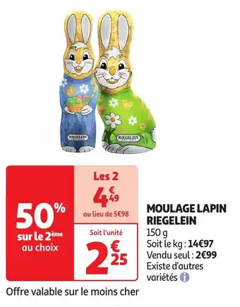 Auchan MOULAGE LAPIN RIEGELEIN 150g aanbieding