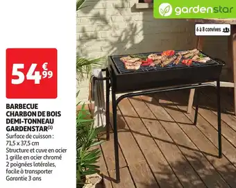 BARBECUE CHARBON DE BOIS DEMI-TONNEAU GARDENSTAR