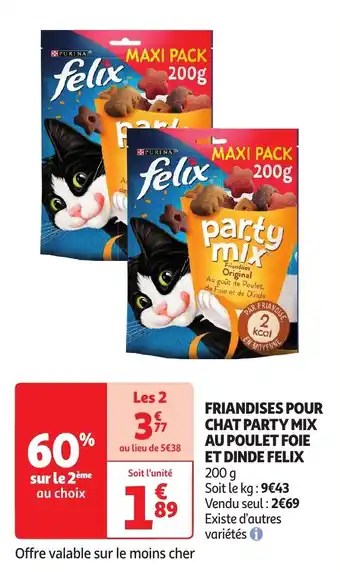 Auchan FRIANDISES POUR CHAT PARTY MIX AU POULET FOIE ET DINDE FELIX 200 g aanbieding