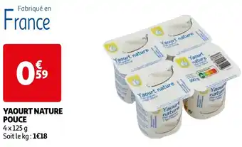 Auchan YAOURT NATURE POUCE 4 x 125g aanbieding