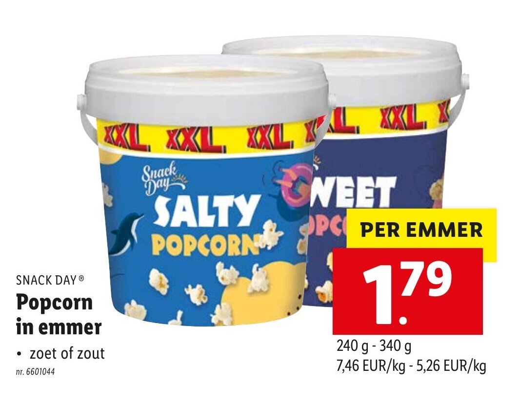 Snack Day Popcorn in emmer promotie bij Lidl