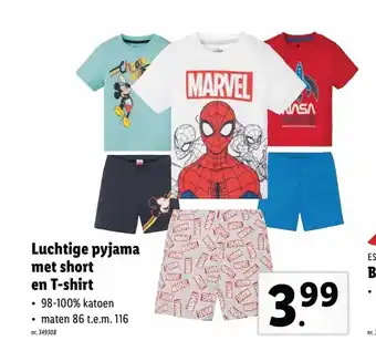 Lidl Luchtige Pyjama Met Short En T-Shirt aanbieding