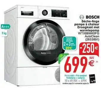 Cora Bosch sèche-linge pompe à chaleur droogkast met warmtepomp wtx88mk0fg aanbieding