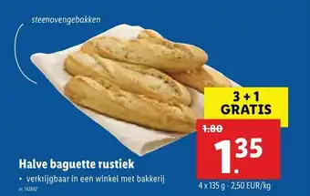 Lidl Halve Baguette Rustiek 4 x 135g aanbieding