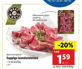 Lidl Sappige Lamskoteletten 250g aanbieding