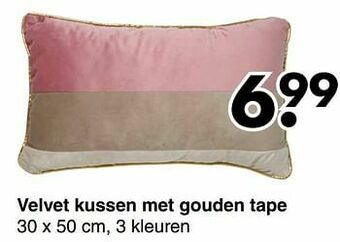Velvet kussen met gouden tape