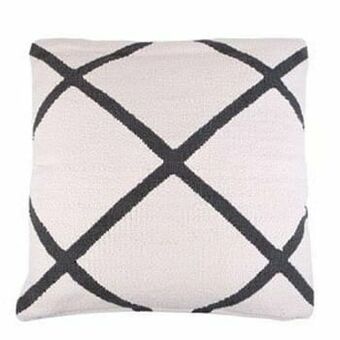 Leen Bakker Sierkussen Kelim ruit - grijs/beige - 45x45 cm - Leen Bakker aanbieding