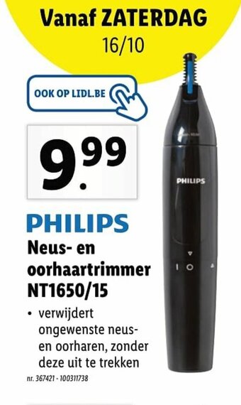 Lidl Philips Neus-En Oorhaartrimmer NT1650/15 aanbieding