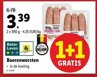 Lidl Boerenworsten 2 x 390g aanbieding