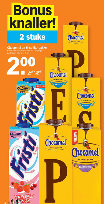 Albert Heijn Chocomel en Fristi literpakken aanbieding