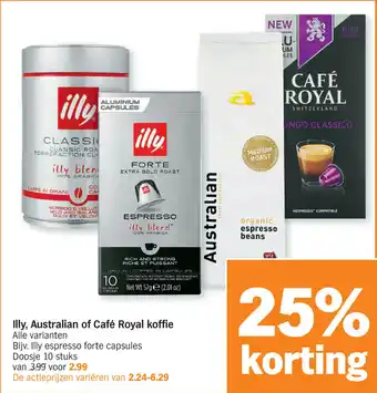 Albert Heijn Illy, Australian of Cafe Royal koffie aanbieding