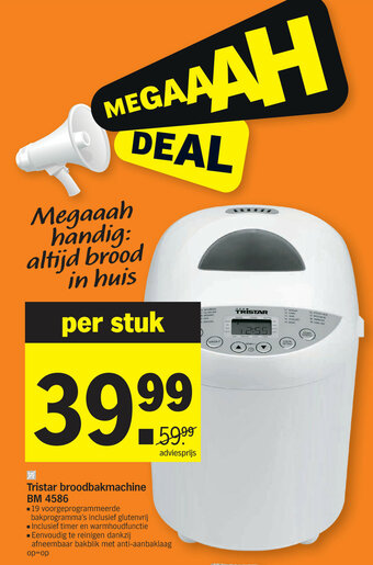 Albert Heijn Tristar broodbakmachine BM 4586 aanbieding