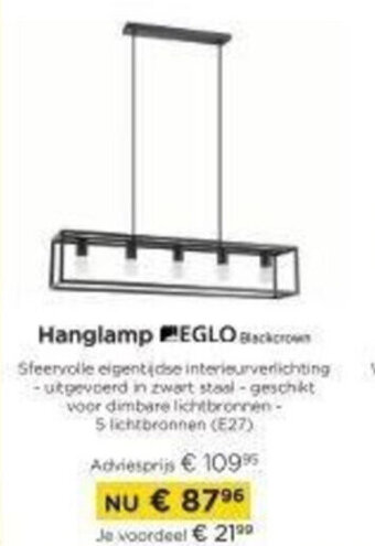 Molecule Hanglamp Eglo aanbieding