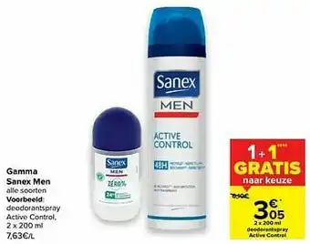 Carrefour Sanex men deodorantspray active control aanbieding